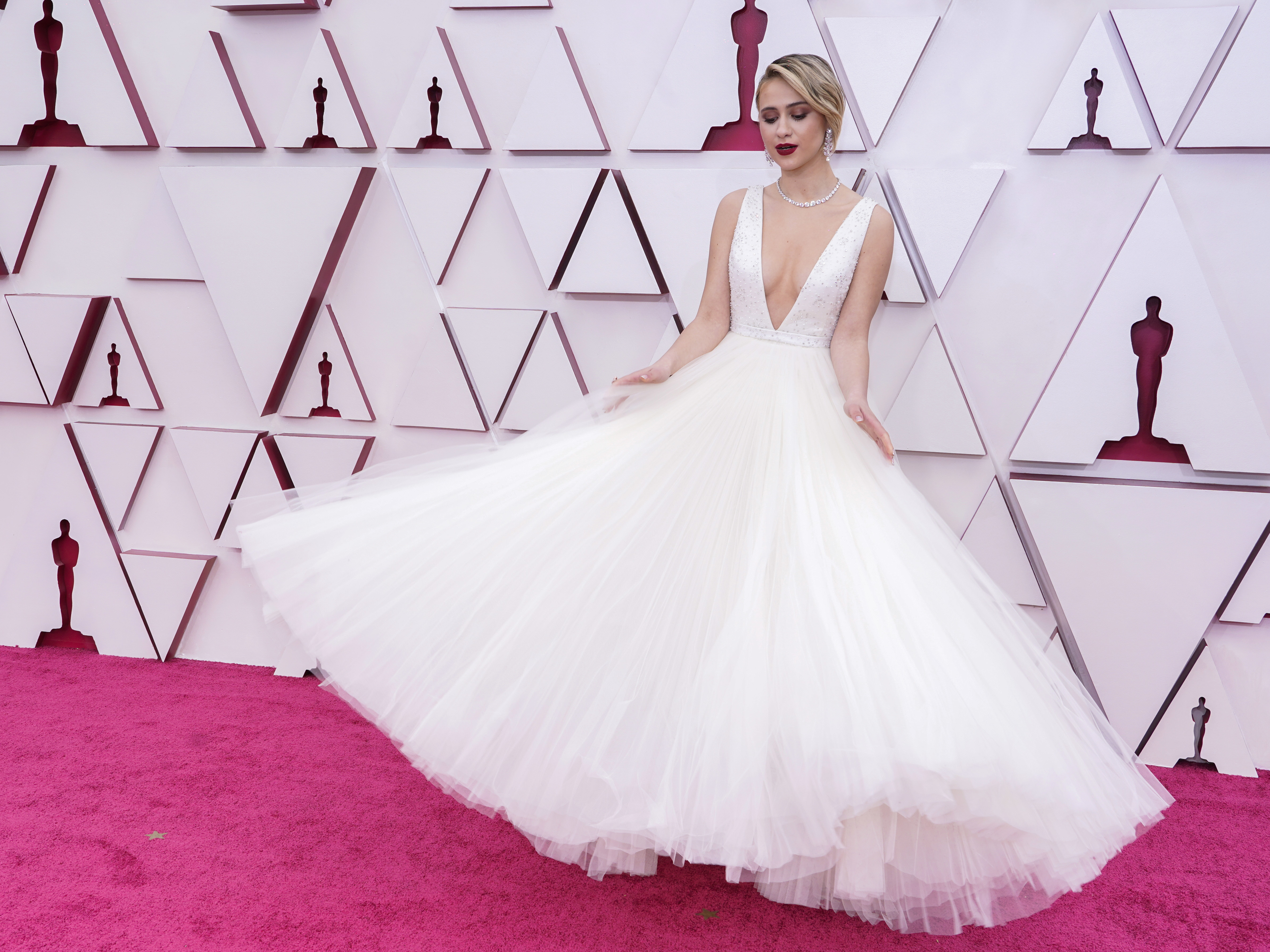 LOS ANGELES, CALIFORNIA – APRIL 25: Maria Bakalova attends the 93rd Annual Academy Awards at Union Station on April 25, 2021 in Los Angeles, California. (Photo by Chris Pizzello-Pool/Getty Images)