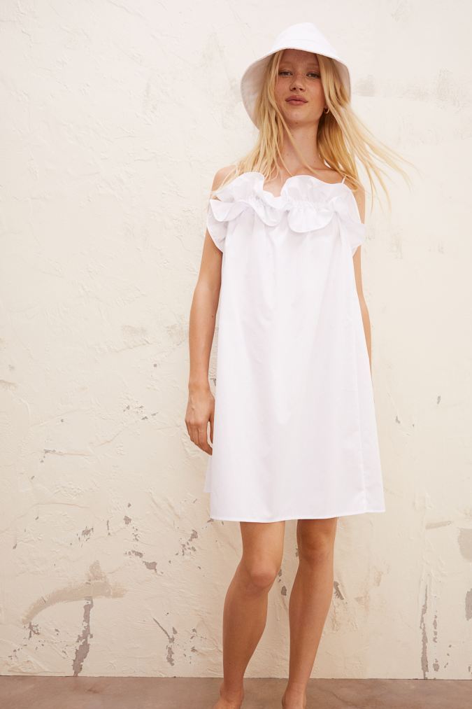 vestido blanco h&m verano 2021