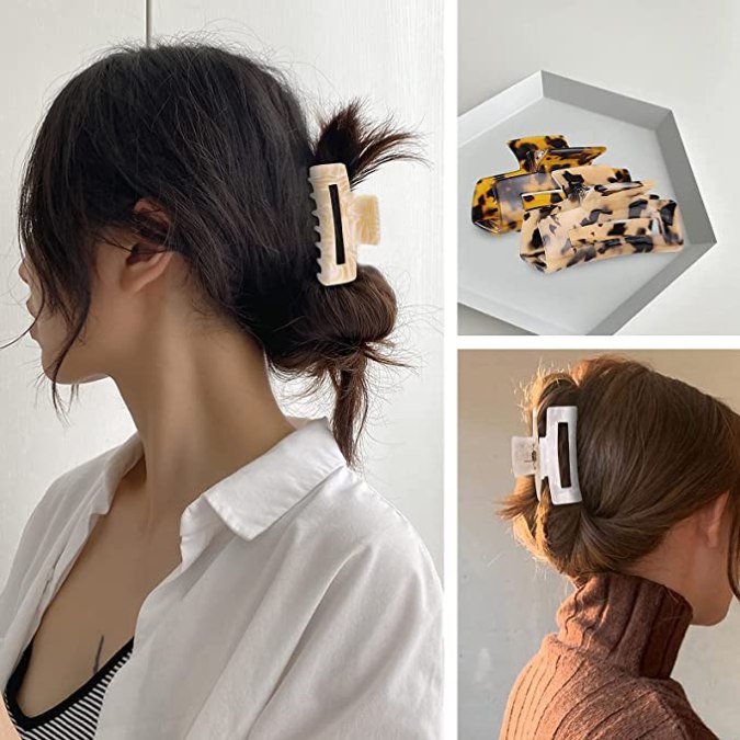 Accesorios para el cabello del verano 2023: pinzas con efecto carey