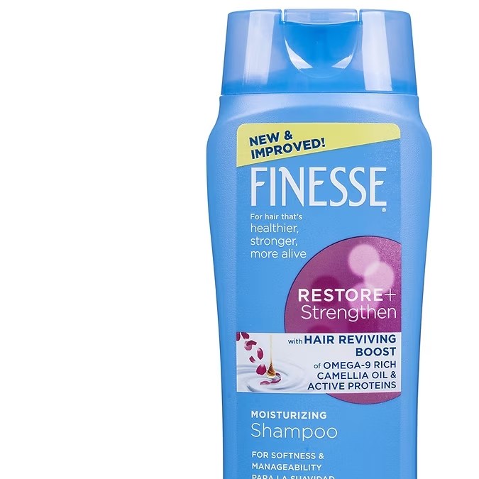 Restore + Strengthen Moisturizing Shampoo, Conditioner, 2 in 1 de Finesse.