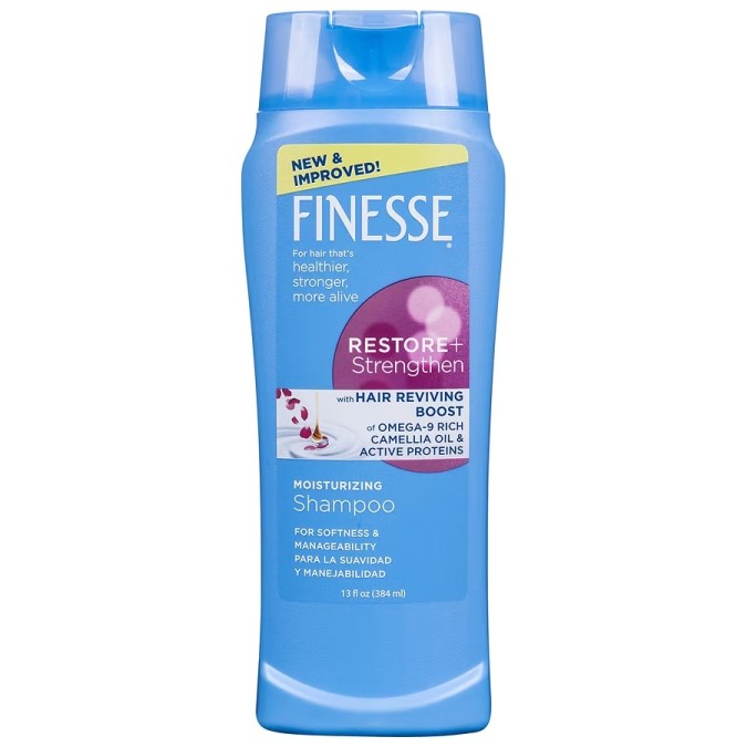 Restore + Strengthen Moisturizing Shampoo, Conditioner, 2 in 1 de Finesse.