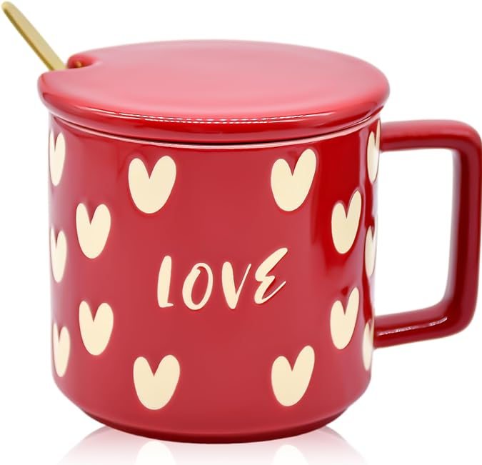 Taza con tapa y cuchara de Peclek de venta en Amazon.