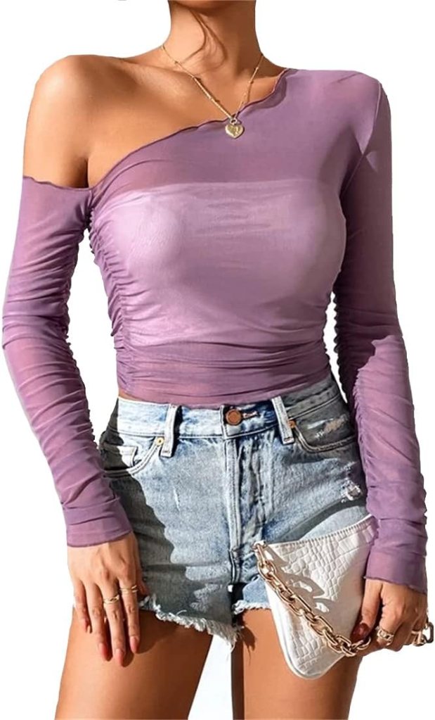 Blusa color morado de LOFAAC de venta en Amazon.