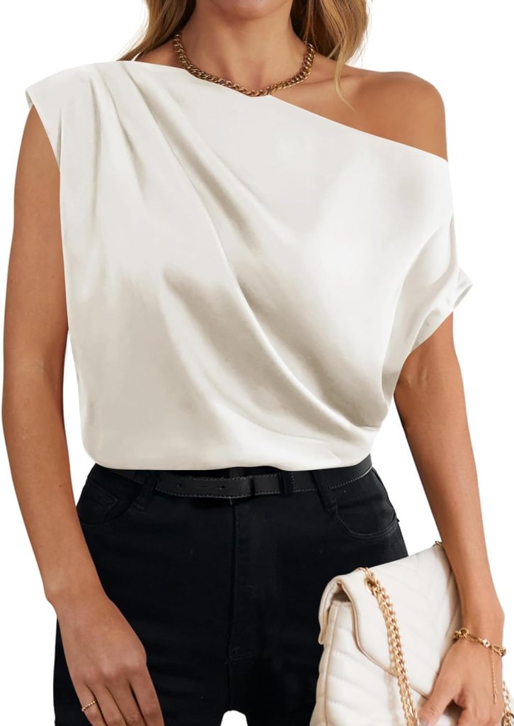 Blusa color blanco de MIROL de venta en Amazon.