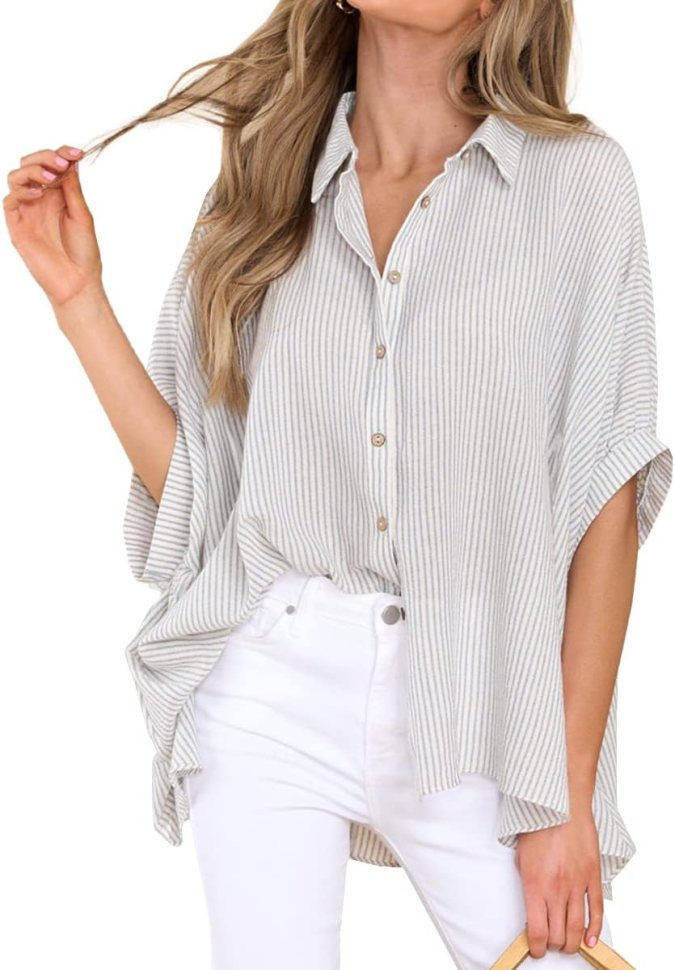 Camisa fluida oversized de Veatzaer de venta en Amazon.