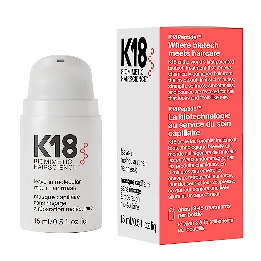 Leave-in molecular repair hair mask tamaño mini de K18.