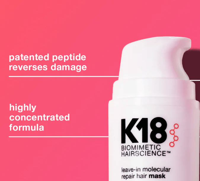 Leave-in molecular repair hair mask tamaño mini de K18.