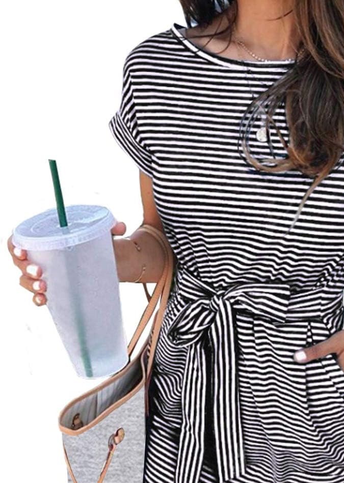 Vestido de rayas blanco y negro de MEROKEETY de venta en Amazon.