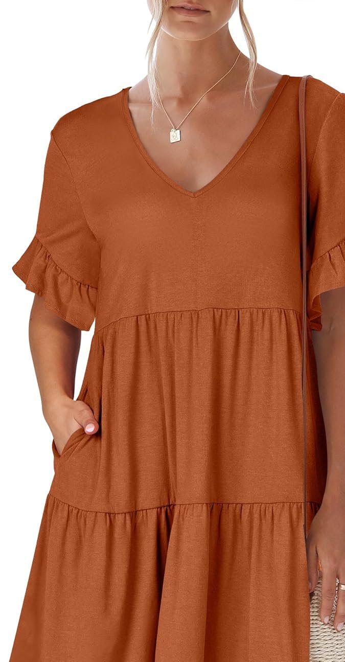 Vestido color ladrillo de ANRABESS de venta en Amazon.