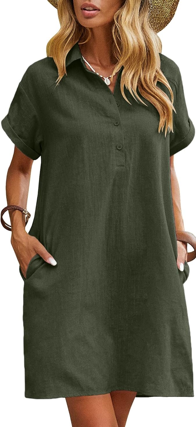 Vestido verde militar de Zeagoo de venta en Amazon.