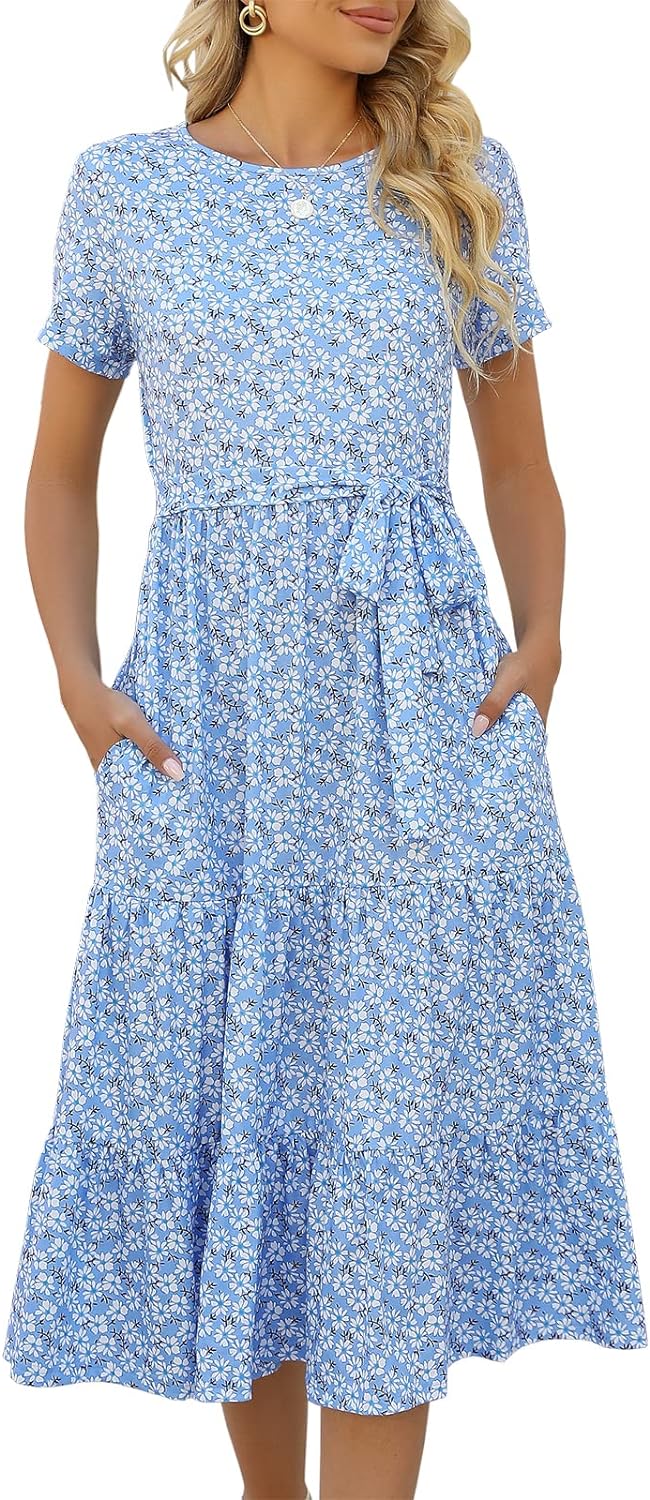 Vestido azul floral de Lyrur de venta en Amazon.