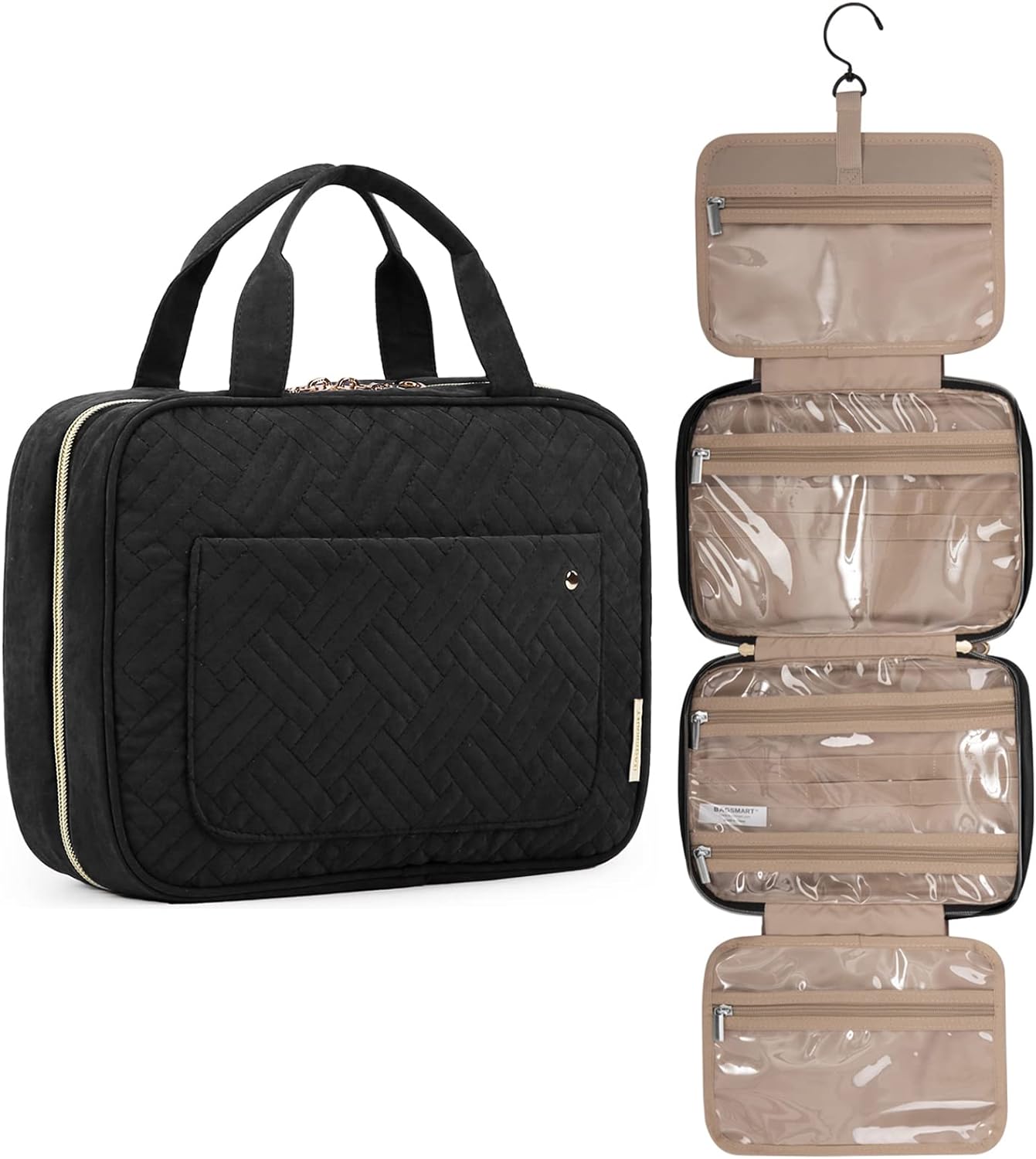 Cosmetic Bag with Hanging Hook de BAGSMART en color negro de venta en Amazon.