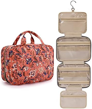 Cosmetic Bag with Hanging Hook de BAGSMART con estampado paisley en color rojo de venta en Amazon.