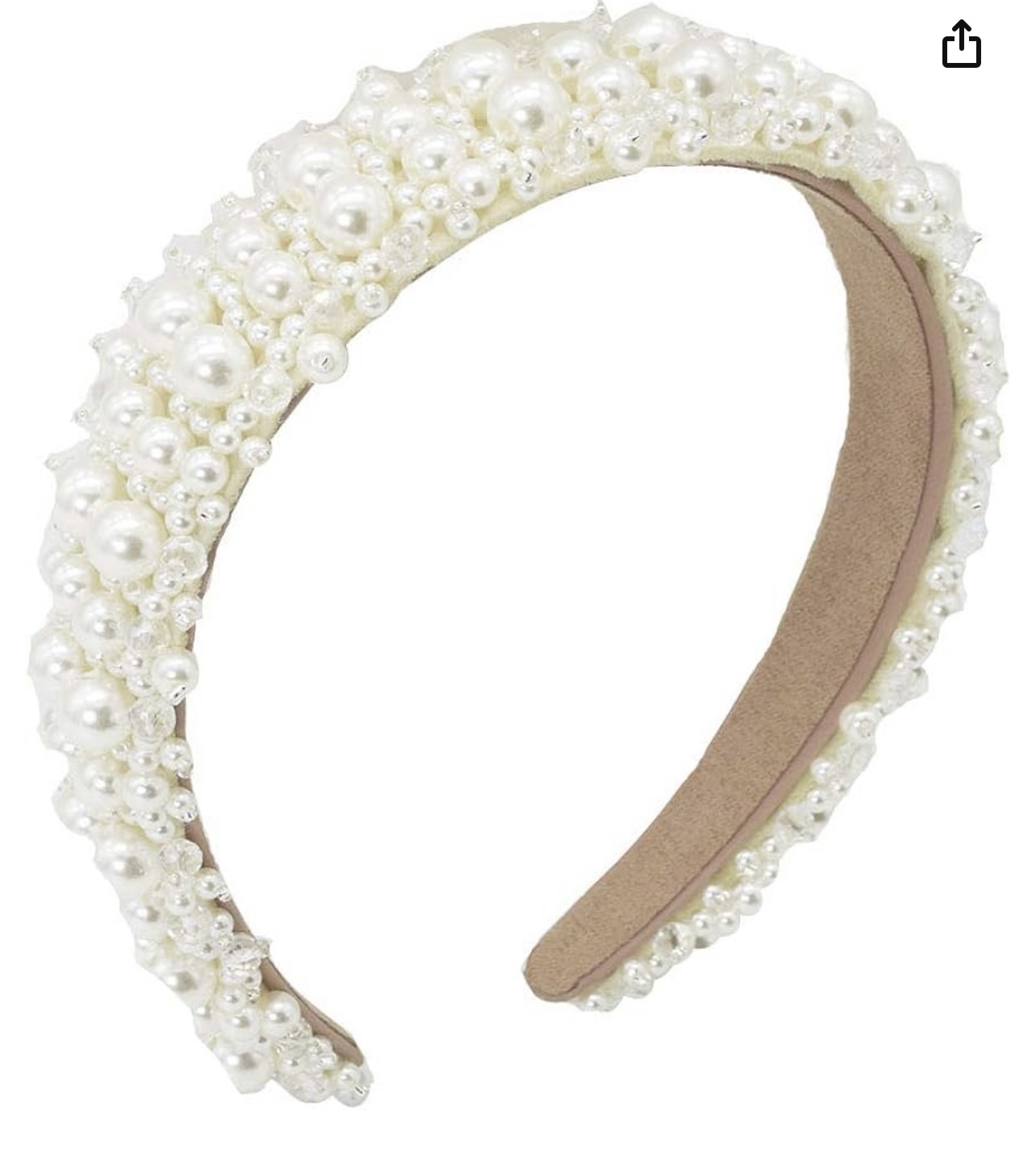 Diadema con perlas disponible en Amazon.