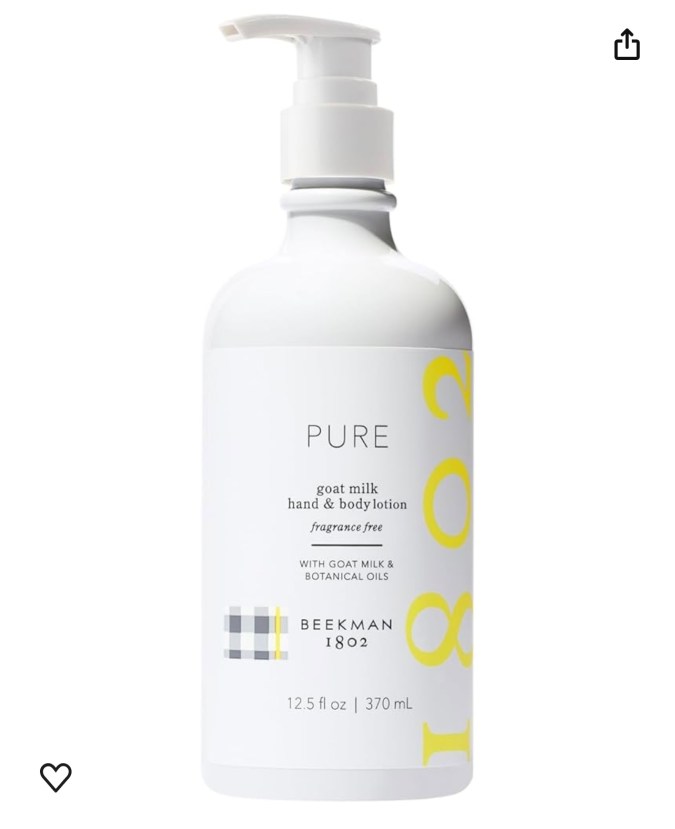 Leche hidratante de Beekman 1802 disponible en Amazon.