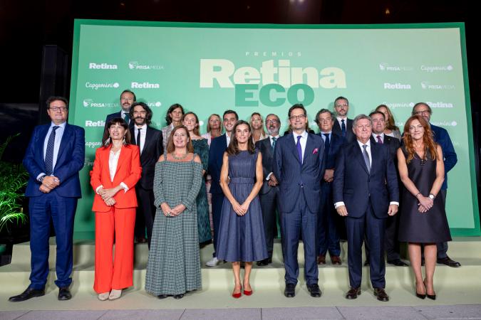 La reina Letizia, junto a la presidenta del Congreso, Francina Armengol, la ministra de Igualdad, Ana Redondo, y el ministro para la Transformación Digital y de la Función Pública, Óscar López, preside la entrega de la IV edición de los 'Premios Retina Eco'.