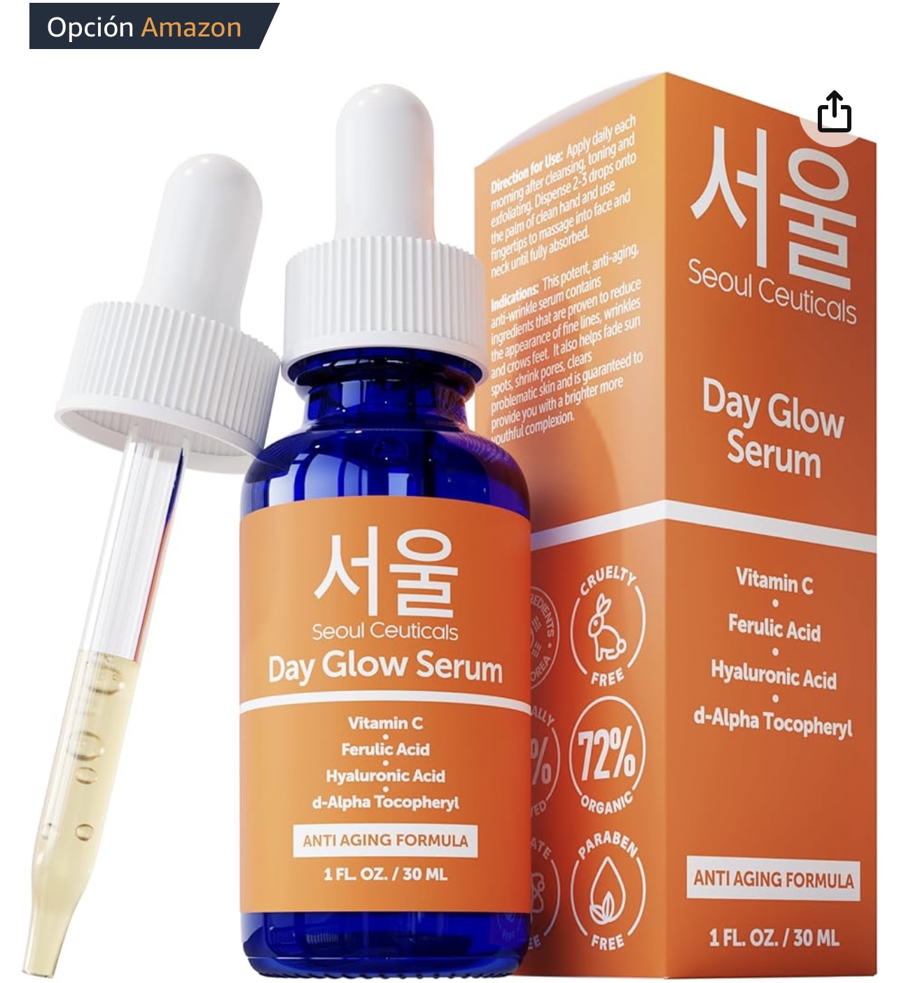 Sérum coreano disponible en Amazon.