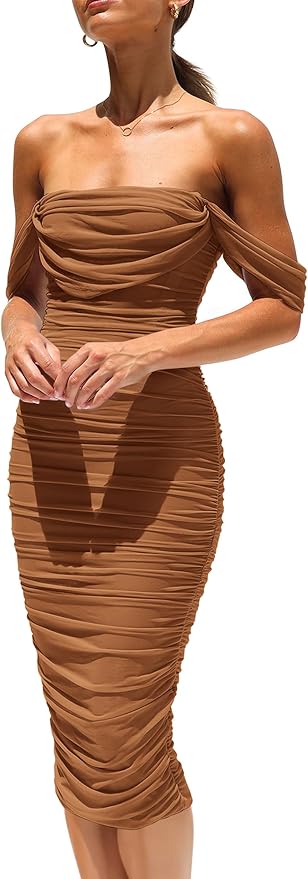 Vestido Mocha Mousse de Prettygarden, disponible en Amazon